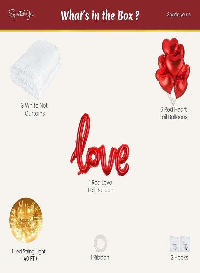 SpecialYou.in Special You Valentine Decoration Items with Love Foil, Red Heart Balloons for Decoration, Canopy Tent for decoration, Romantic Decorations for Bedroom, Terrace Decorations Items Outdoor - 14 Pcs - Image 3